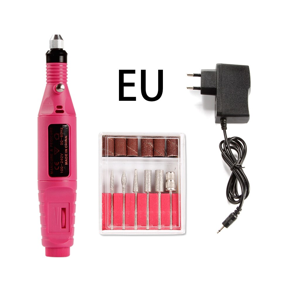 20000 rpm elektrisk manikyrsett bortilbehør neglefilbits manikyrmaskin elektrisk gellakkfjernersett: Eu rose rød