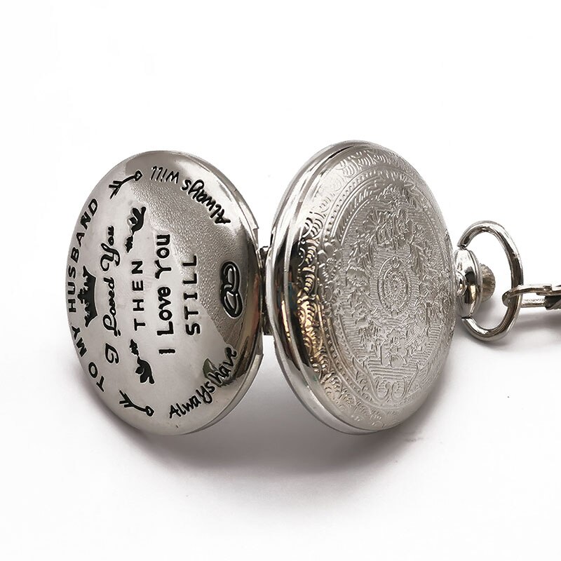 Silver Quartz Pocket Watches Casual Chain Pocket Watch Best for Lover Husband