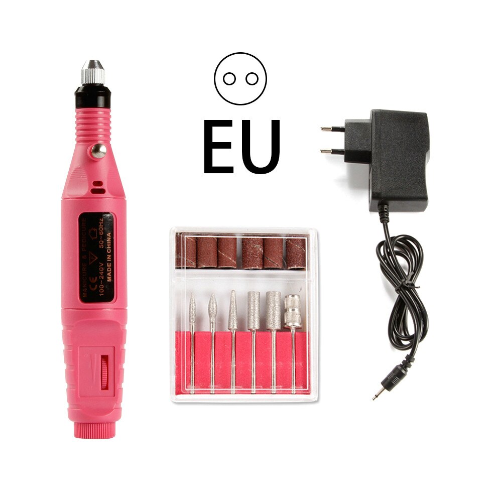 Electric Nail Drill Bits Set Milling Drill Machine for Manicure Nail Art Sanding File Gel Remover Mill Cutter Pedicure Apparatus: Pink EU