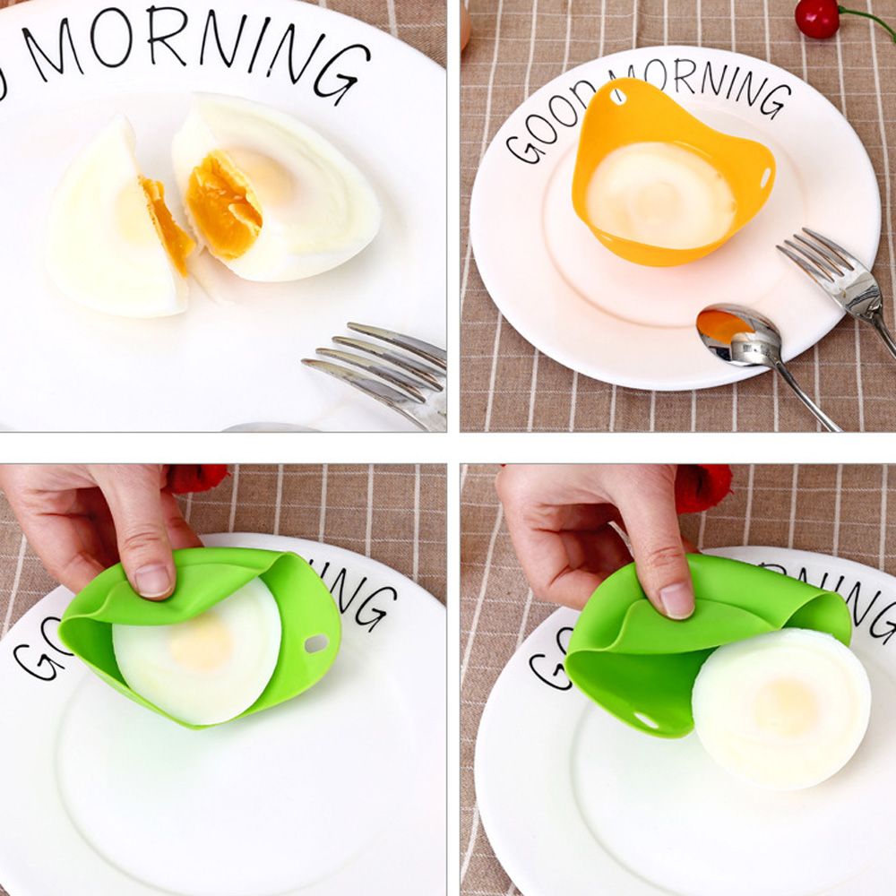 2pcs Soft Silicone Egg Poachers Boiled Eggs Holder Food Grade Cook Eggcup Breakfast Kitchen Cooking Tools Egg Holder
