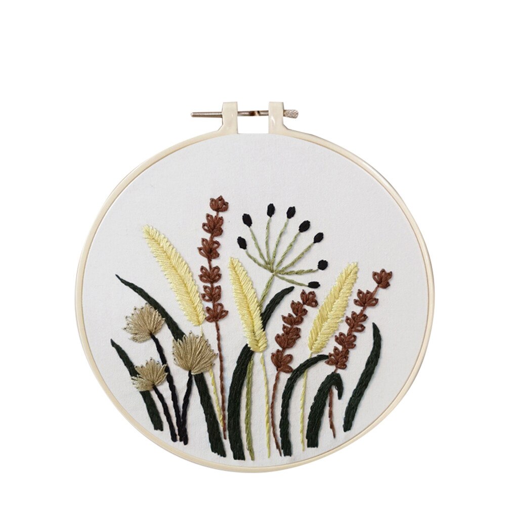 3D Embroidery DIY Cross Stitch Kits Cartoon Flower Patterns Needlework Set with Embroidery Hoop Handmade Arts Crafts Sewing: D