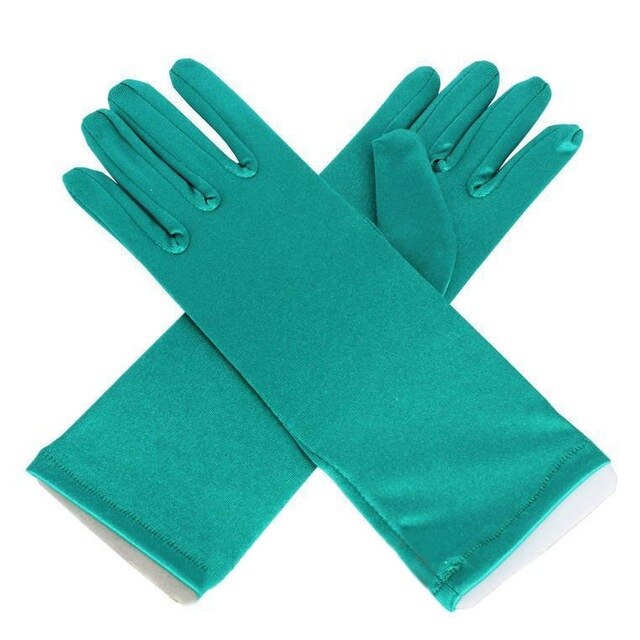 Handschoenen voor meisjes lange prinsessenhandschoenen meisjeshandschoenen verjaardag blauwe trouwjurk effen handschoen voor kostuumaccessoires satijn