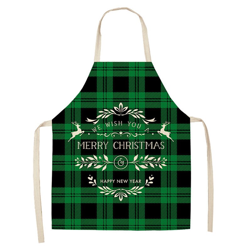 Tablier de noël joyeux noël treillis imprimé sans manches coton lin tabliers pour hommes femmes outils de nettoyage à domicile