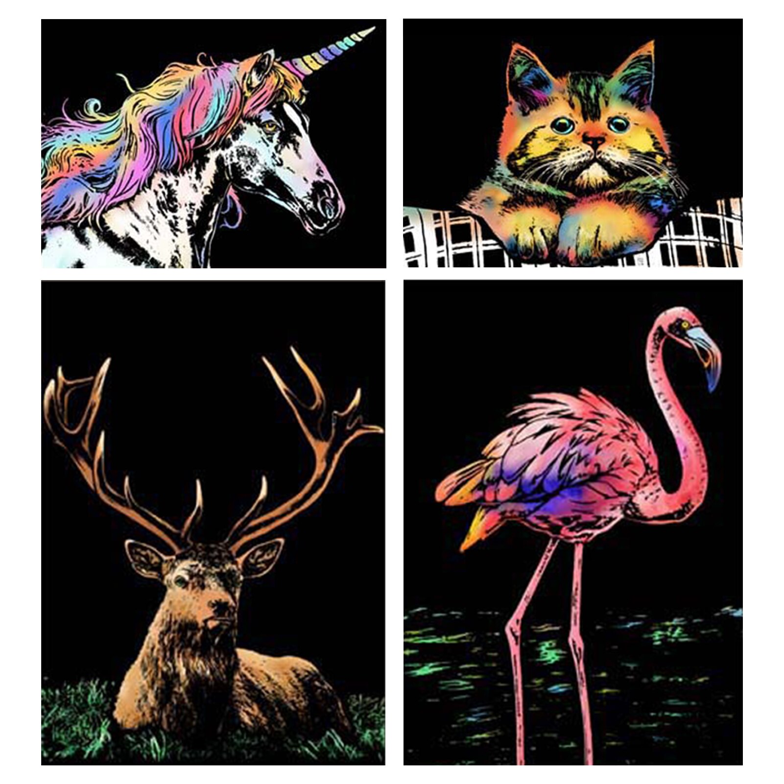 Rainbow Painting Paper,Sketch Pad DIY Night View Scratchboard for Kids&amp;Adults,Engraving Art&amp;Craft Set,Scratch Painting,4 Tools