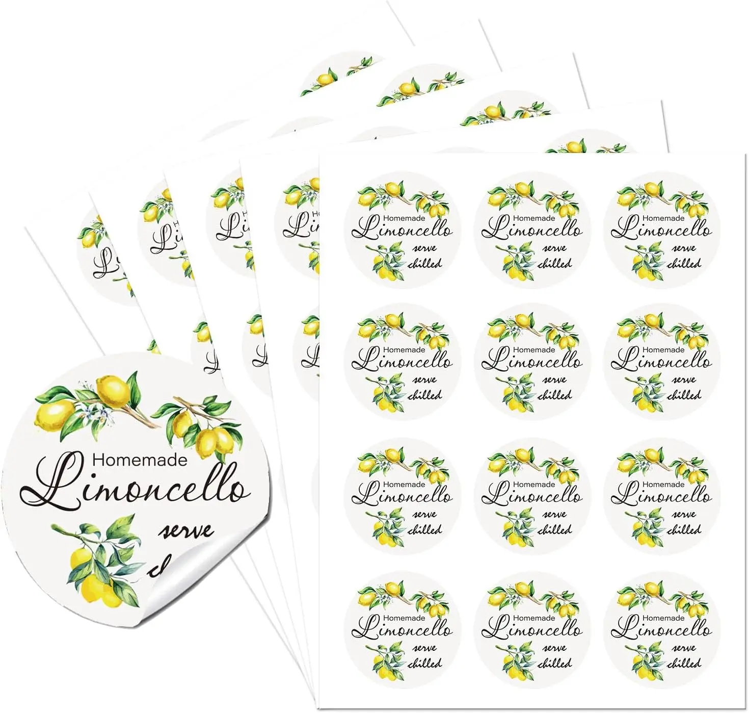 Bedankt stickerlabels Limoncello cirkelstickers 60 stuks cirkelstickers 2 "zelfklevende handige feestcirkelstickers: WHITE