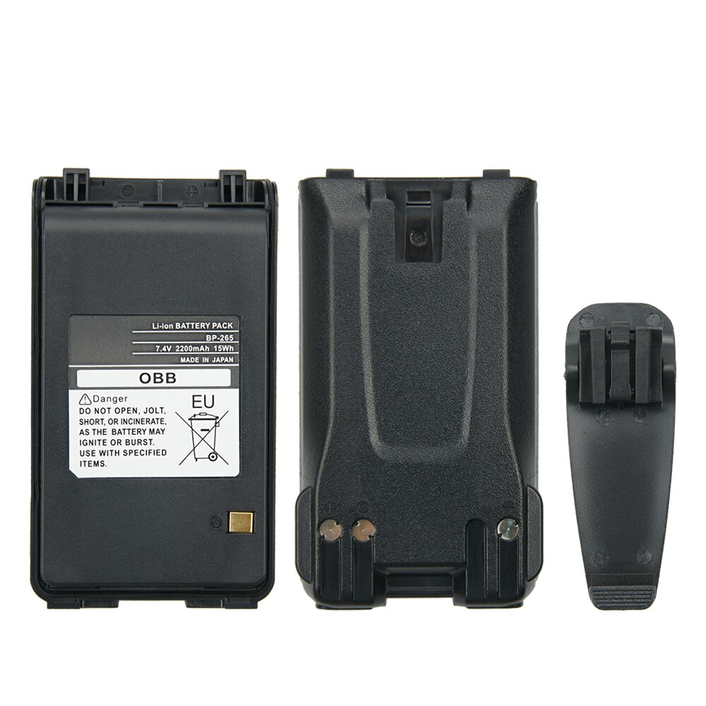 2200mAh BP-265 Li-ion Battery for ICOM IC-F3001 IC-F4001 IC-T70A IC-T70E IC-V80 Replacement Battery Two Way Radio with Belt Clip: black
