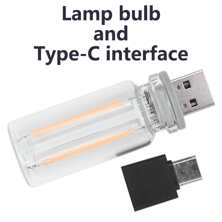 Bombilla LED de filamento USB Retro, luz nocturna con atenuación táctil, luz de ambiente para coche, luz de ambiente para dormitorio, mesita de noche, ahorro de energía, luz nocturna para dormir: Gris oscuro / 3 W