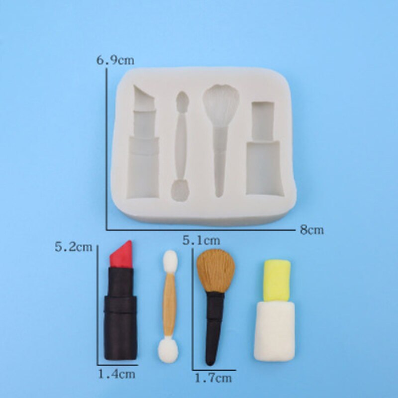 Make-up kwastentas mal fondant taart decoratie gereedschap siliconen mal suikerwerk chocolade bakgereedschap voor taarten gumpaste vorm: Zj0803
