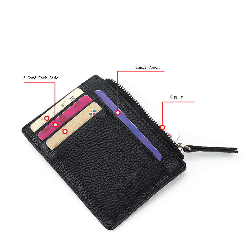 Slim Mini Wallet Zipper Card Holder Coin Purse /Women Leather Clutch Bag Handbag