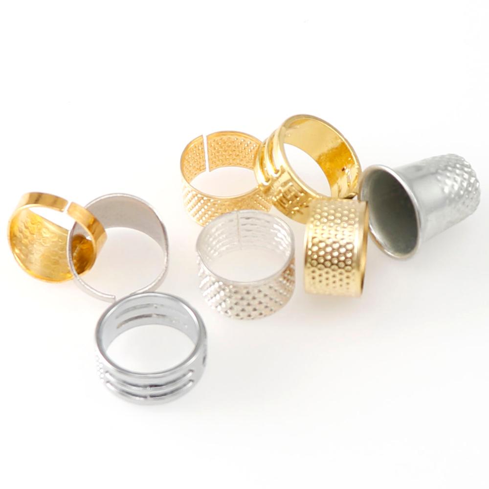 8 Teile/satz Ring Typ Stricken Werkzeuge Finger Tragen Fingerhut Garn Guides Eisen Kupfer Nadel Fingerhut Nähen Grip Metall schild