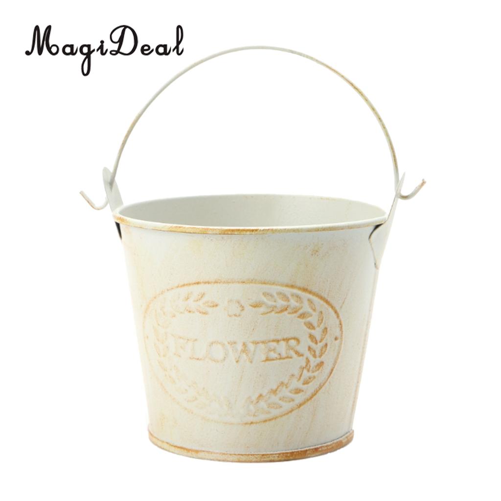Maceta de jardín, maceta, maceta, cubo para flores, hierro galvanizado, Shabby Chic: 03
