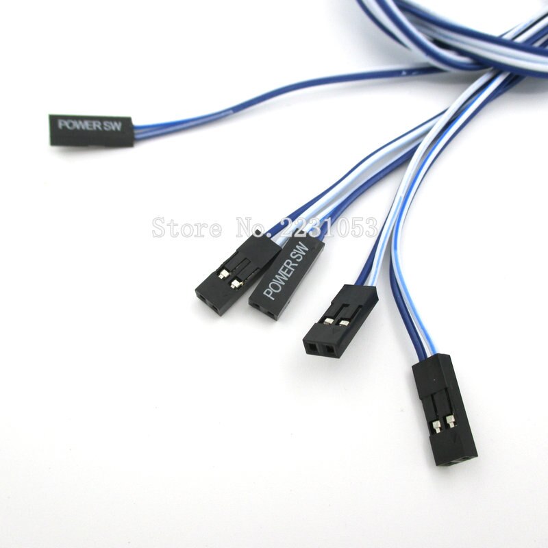 5 unids/lote PC Power pulsador momentáneo interruptor conector Cable reinicio línea longitud 50cm