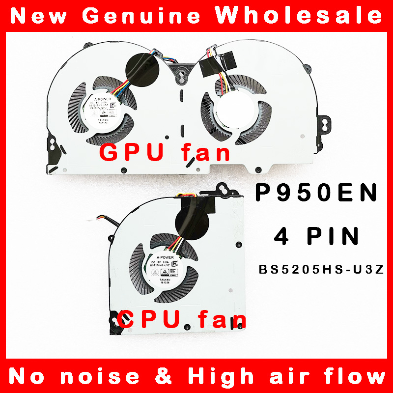 Laptop cpu gpu cooling fan cooler radiator For Clevo P960 P970 P950EN P970EX BS5205HS-U3Z RTX2060/70/80 DC 5V 0.5A 4PIN