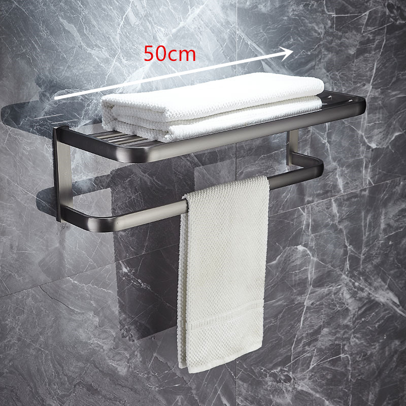 Messing Badkamer Plank Gunmetal Muur Handdoek Plank Messing Wc Handdoek Bar Nordic Driehoek Mand Toiletborstel Hardware Set