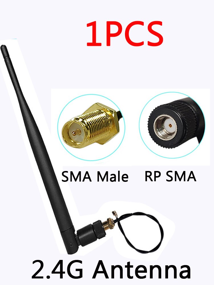 EOTH 1-5 sztuk 2.4g antena 5dbi sma kobieta wlan wifi 2.4ghz antena IPX ipex 1 SMA męnarty przedłużacz kabla iot moduł antena: 1szt FC