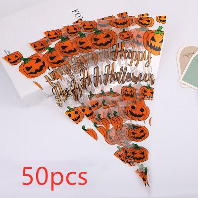 50Pcs Kerstman Kerstboom Elanden Pvc Zakken Transparant Clear Zak Cadeau Voor Kerst Bakken Candy Cookie Verpakking tassen: pumpkin
