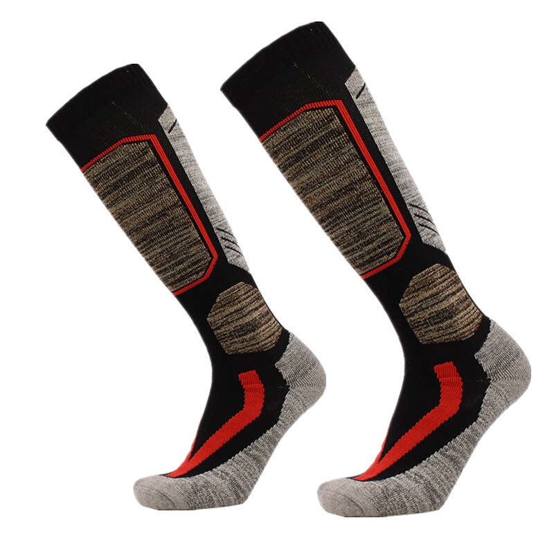 YUEDGE Männer Deodorant Baumwolle Berufs dick Knie Hohe Snowboarden Skifahren Socken Winter Sport Socken: 2Paar Schwarz / L(EU35-39)