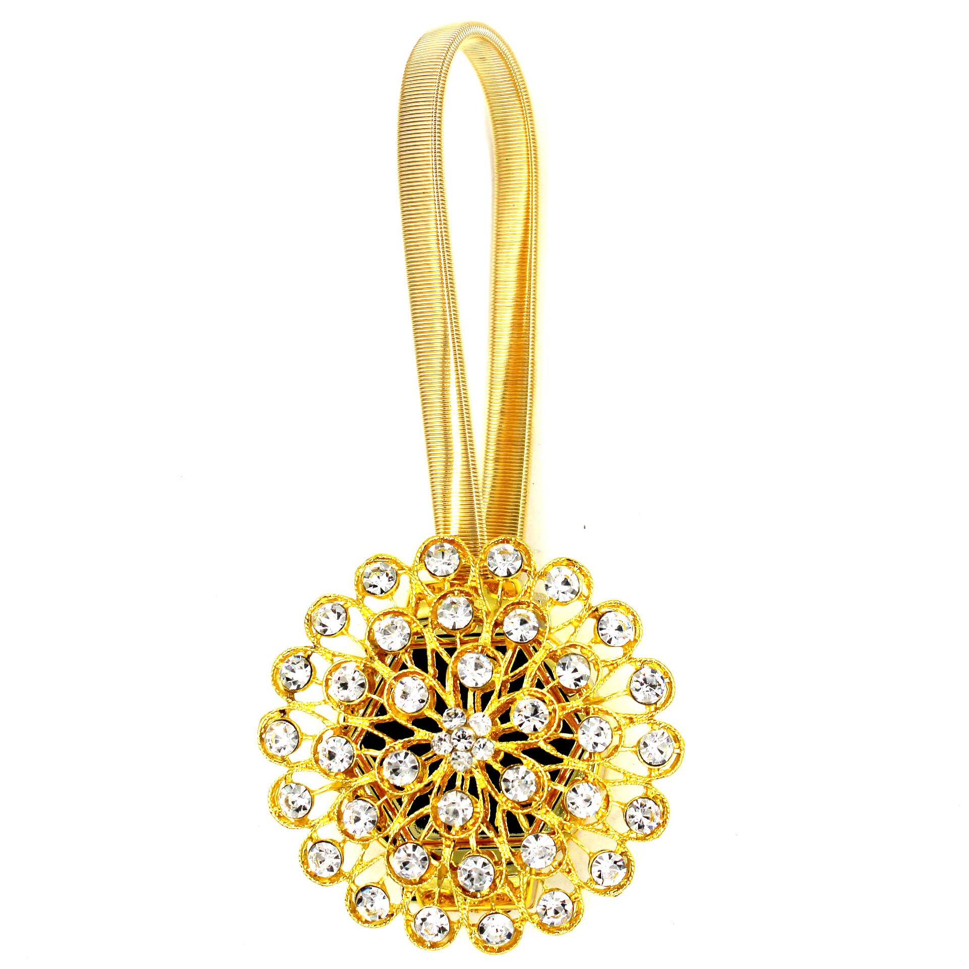 1pcs Flower Shape Rhinestones Magnet Curtain Tieback Magnetic Curtains Buckle Window Screening Ball Clip Holder Home Accessories: H