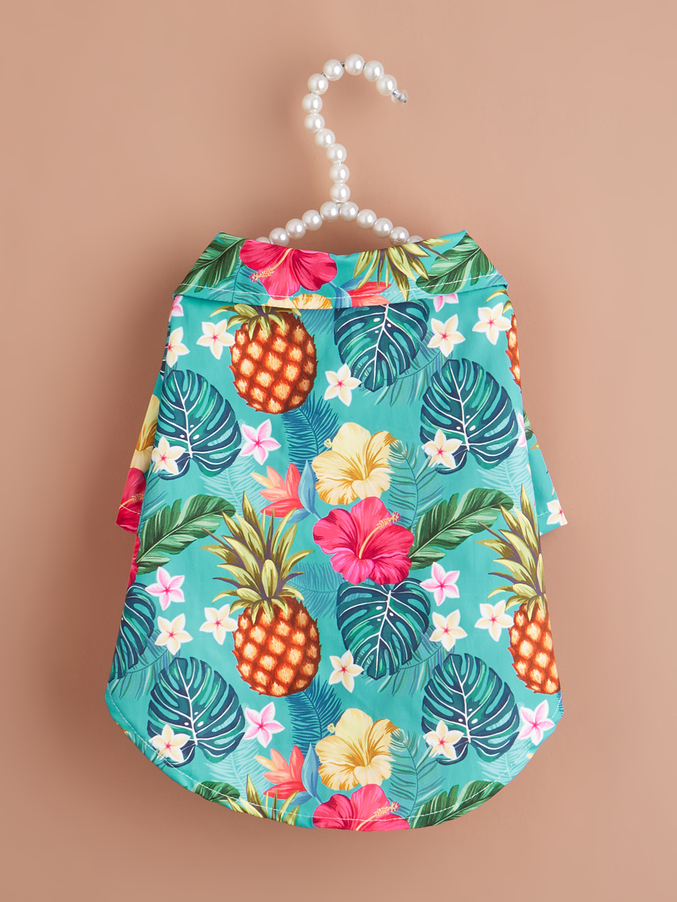 Dog Cloth for Small Dogs Coconut Tree Printed Costume Puppy with Doggie Plaid Pet Clothes Soft Apparel Attire Hawaii Style