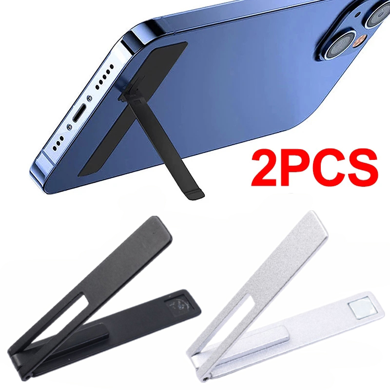 Ultra-thin Mini Metal Folding Mobile Phone Holder Stand for iPhone Samsung Xiaomi Invisible Portable Phone Kickstand Bracket