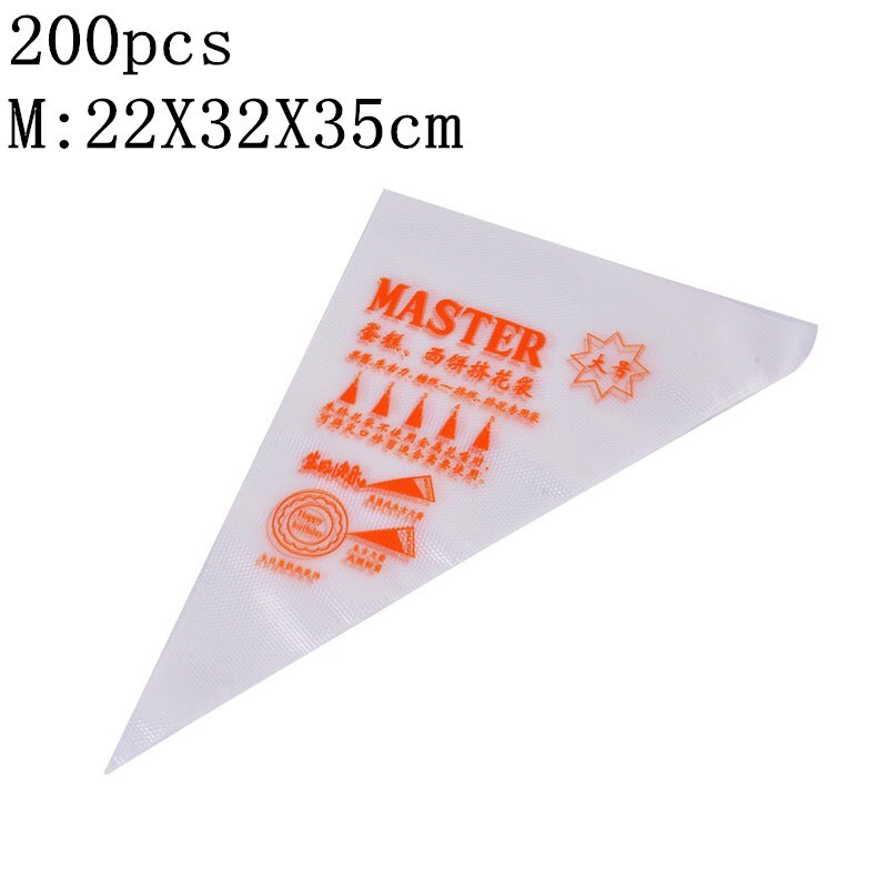 Disposable Pastry Bags Icing Piping Cake Pastry Cupcake Decor Bags Fondant Cake Cream Pastry Tip Baking Tools 100/200/300pcs: 200pcs M