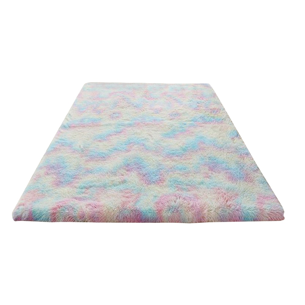 Kids Bedroom Living Room Luxury Velvet Cute Rainbow Area Rug Fluffy Home Decor Carpet Nursery Anti Slip Tie Dyed Extra Soft