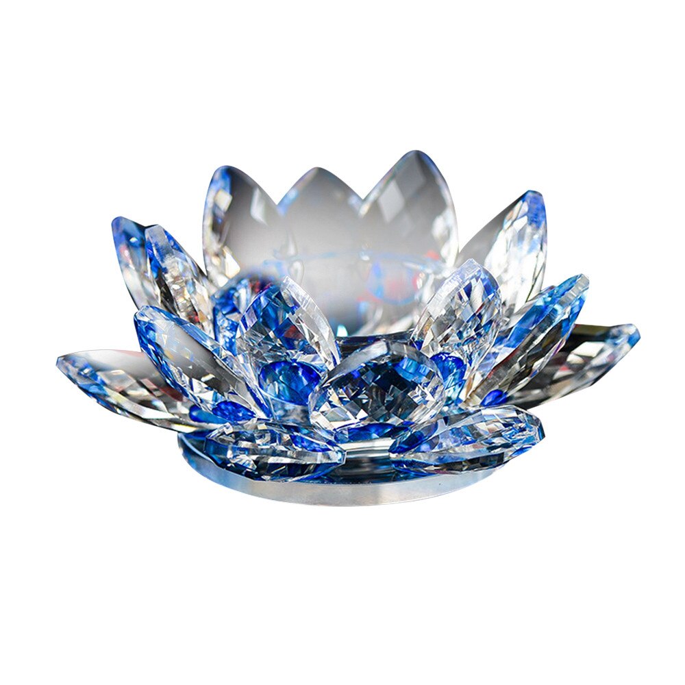 7 Kleuren Crystal Glas Lotus Bloem Kaars Thee Licht Houder Boeddhistische Kandelaar: D