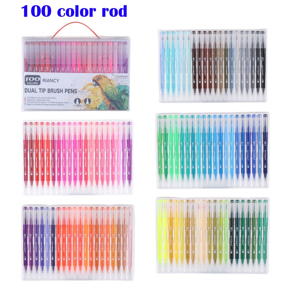 12/18/24/36/48/72/100Pcs/Pack Colors Double-Headed Watercolor Pen Color Marker Set Hook Line Pen Art Marker Pens School Supplies: 15