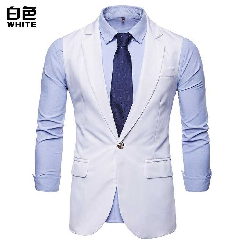 Brand Wine Red Longline Suit Vest Men Autumn Slim Fit Turn Down Collar Vest Waistcoat Mens Wedding Party Business Vests: White / XL