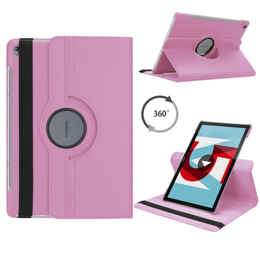 Voor huawei mediapad  m5 10.8 tablethoes 360 draaibare beugel pu leren hoes voor mediapad  m5/m5 pro 10.8 cmr -al09/w09/w19: M5 10.8 roze