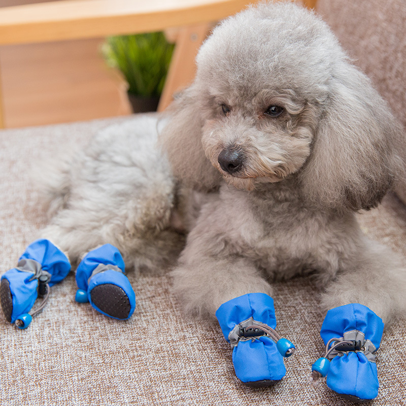 4 pçs/set à prova dwaterproof água sapatos para cães de estimação anti-deslizamento botas de chuva calçados para gatos pequenos cães filhote de cachorro cão pet botas pet pata acessórios