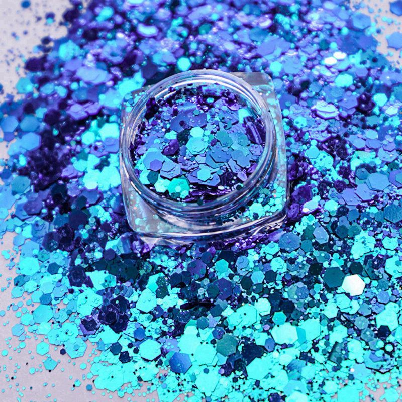 Magiske kamæleoner pailletter sky paillette pulver uregelmæssig nail art glitter harpiks pigment pailletter flakiess smykker fremstilling: 6