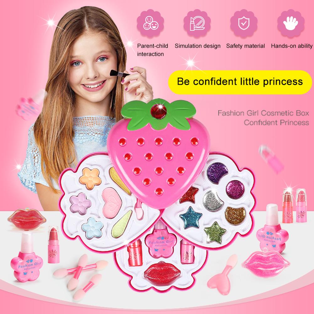 Girls Makeup Toy Safe Kids Cosmetics Make up Set Washable Beauty Makeup Box Baby Toys for Girls Birthday Pretend Play