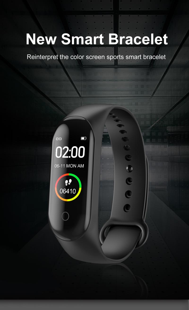 M4 Vrouwen Mannen Smart Pols Band Bluetooth Hartslag Bloeddruk Stappenteller Klok Sport Armband Horloge Voor Android Ios