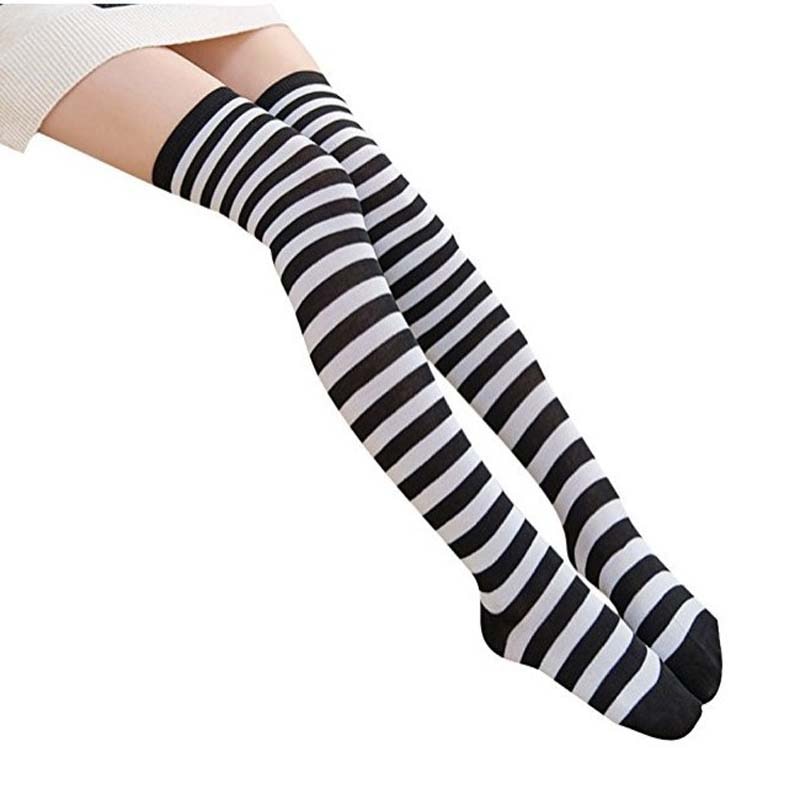 Hoge Kid Meisjes Vrouwen Dij Hoge OVERKNEE Kousen Lange Katoen Polyester Kousen Meisjes Panty Gestreepte Kousen Katoenen Doek