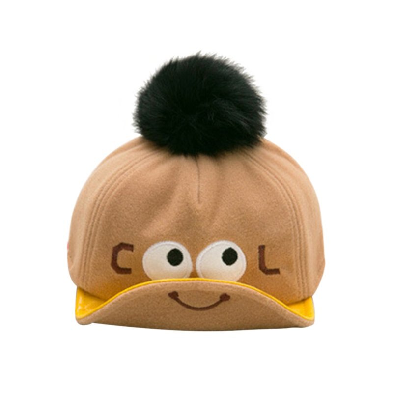 Baby peuter jongen meisje pet snapback pet pet met klep schattige oog bedrukte bontbal baseball pet 6-24m: M