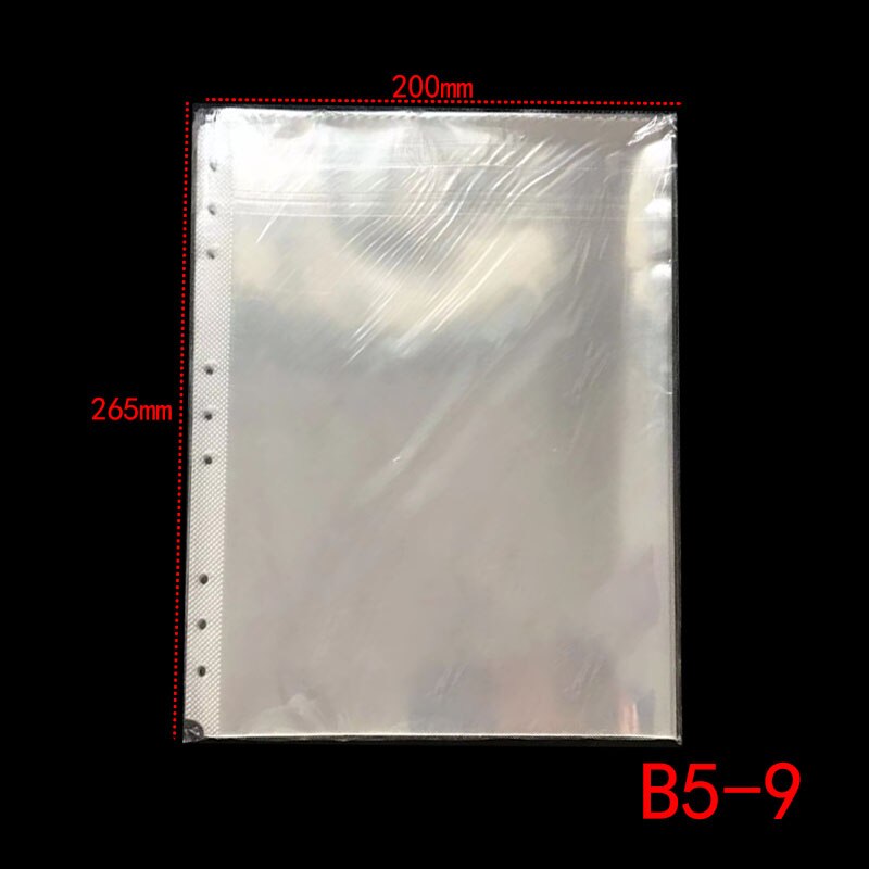 25PCS A3/A4/A5/B5 Clear Plastic Punched Pockets Folders Thin Leaf Documents Sheet Protectors Filing Products Per Page Organizer: B5-9