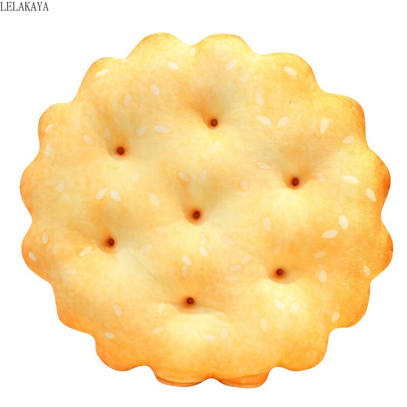 Nuovi biscotti creativi cuscino di peluche forma rotonda quadrato sesamo biscotto semplice cibo realistico spuntino sedile sedia cuscino giocattoli di simulazione: 40cm il giro