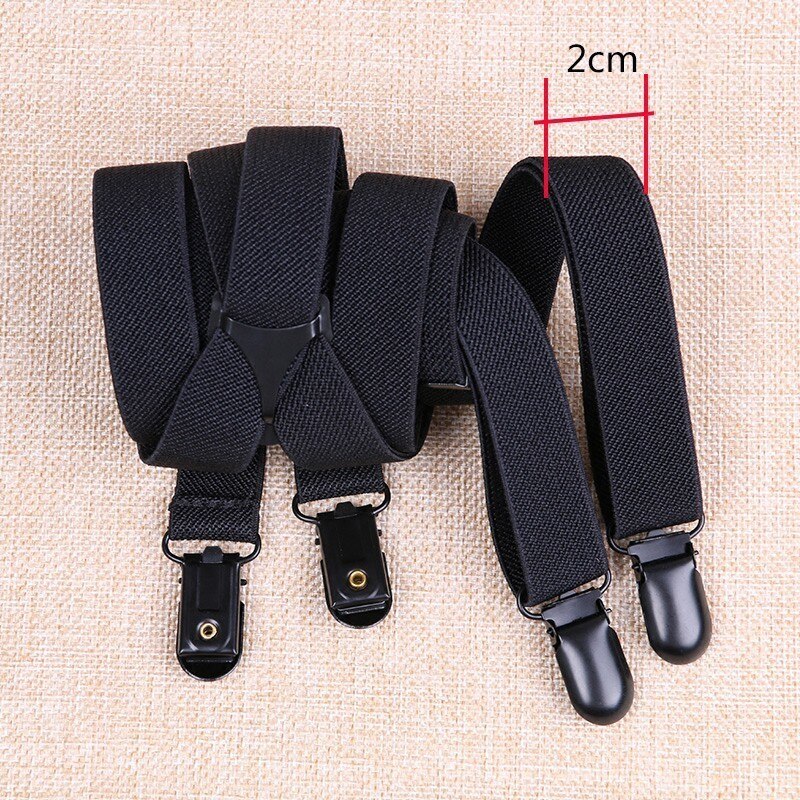 2 cm X Back Metal Cross Zwarte Plating Gesp Effen Fashioin Britse Stijl 4 Clips Strap Lederen mannen Bretels elastische