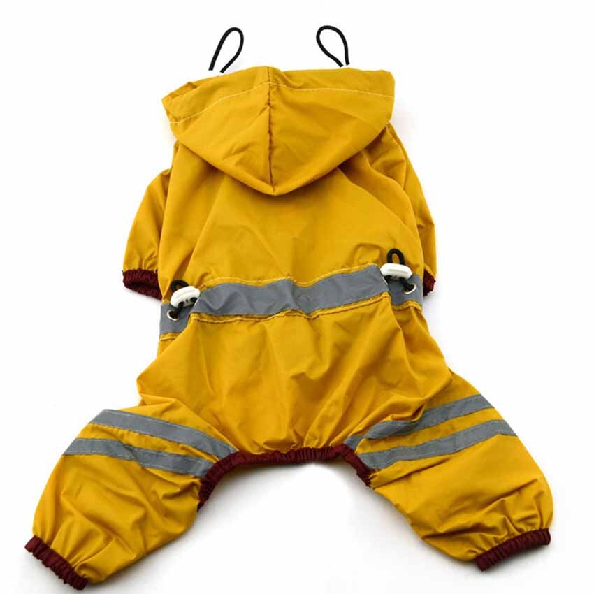 Hunde Sommer Tuch Regenmäntel Mit Kapuze Regenmantel Gesamt Hunde Katzen Wasserdichte Material Reflektieren Licht Jacken für klein Mittel Hund: Gelb / M