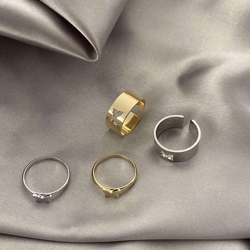Hiphop Felsen Kupfer Hohl Butterflys Punk Ringe Öffnen Index Finger Zubehör Gold Farbe gemeinsam Ring Für Frauen Paar Schmuck