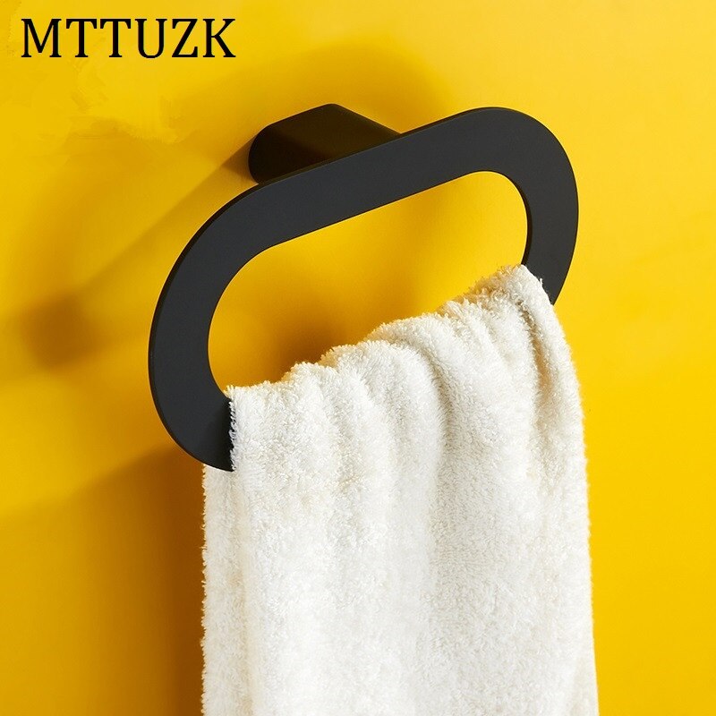 Mttuzk zwarte handdoek ring handdoekenrek handdoek opknoping badkamer handdoek plank toalha ring free
