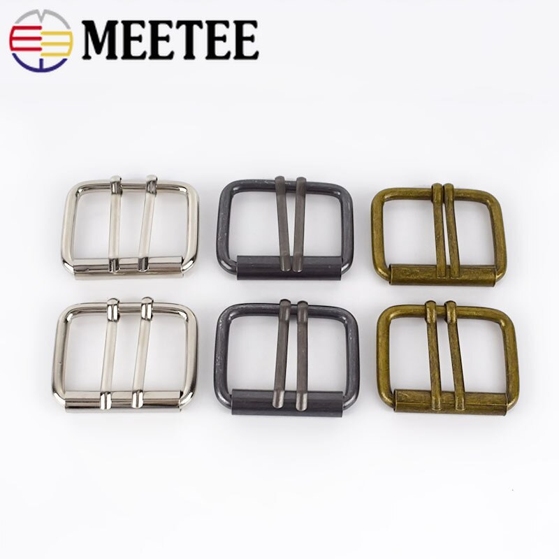 Meetee 4 Uds doble Pin zapatos hebilla tamaño interior 40mm hebillas de cinturón ajustables equipaje bolso DIY cuero accesorios decorativos