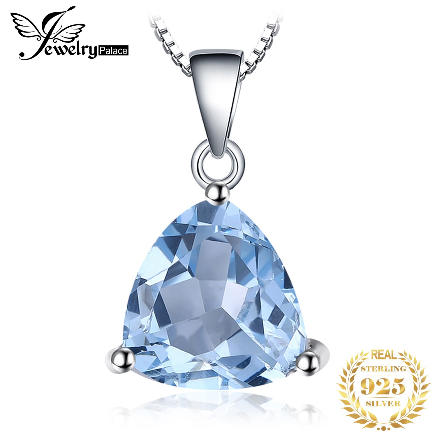 JewelryPalace Natuurlijke Blauwe Topaas Hanger Ketting 925 Sterling Zilveren Edelstenen Choker Statement Ketting Vrouwen Zonder