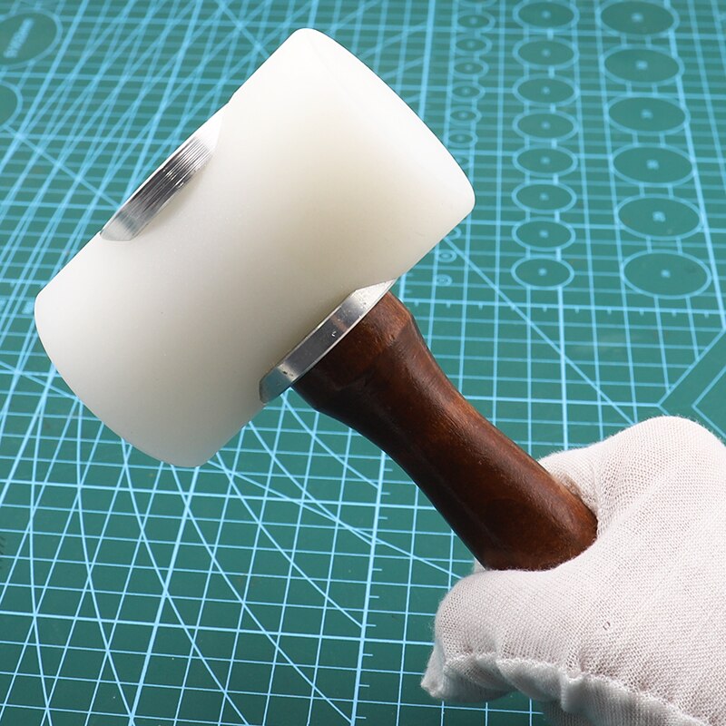 QJH-martillo para tallar cuero, martillos de nailon, mazo, mango de madera para artesanía de cuero, punzón, impresión, herramienta de percusión DIY