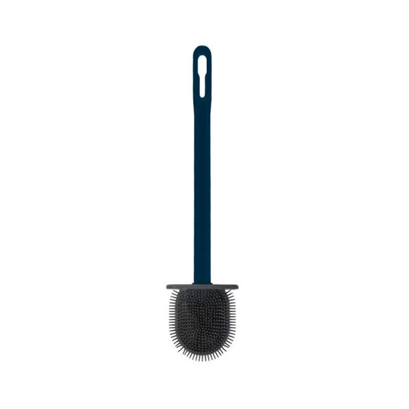 Silikon WC Wc Pinsel Flach Kopf flexibel Weiche Borsten Pinsel Mit Schnell Trocknend Halfter einstellen Reinigung Pinsel Für WC Zubehör: Blau