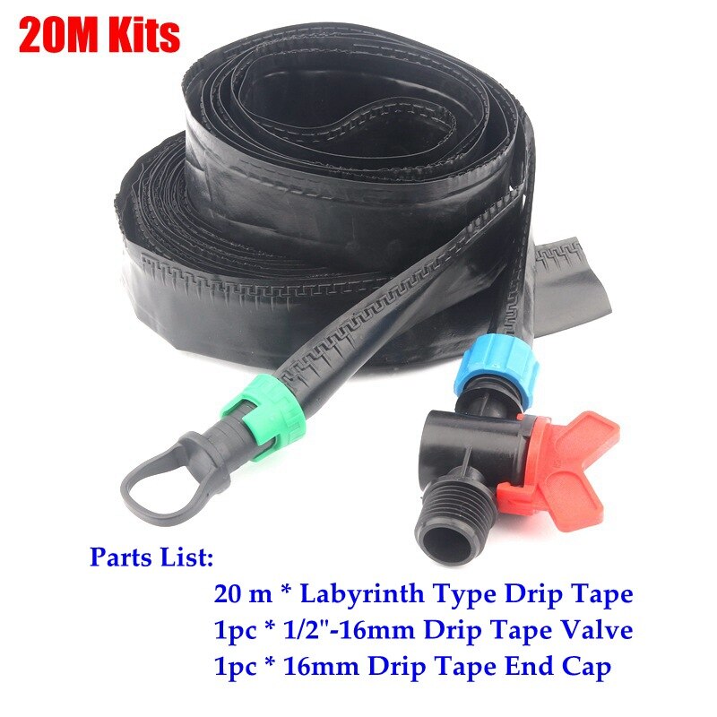 5~50m 3L Labyrinth Type Irrigation Drip Tape Micro Drip Irrigation System Kit Seepage Pipe Hose Garden DIY Simple Watering Kits: 20m Kits