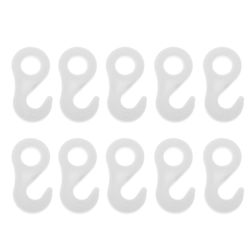 10Pcs/set Plastic Fasten Hook Carabiner for Tent Awning Tie Rope Bungee Cord End S Inner Tent Hook with Hole Repair Accessory