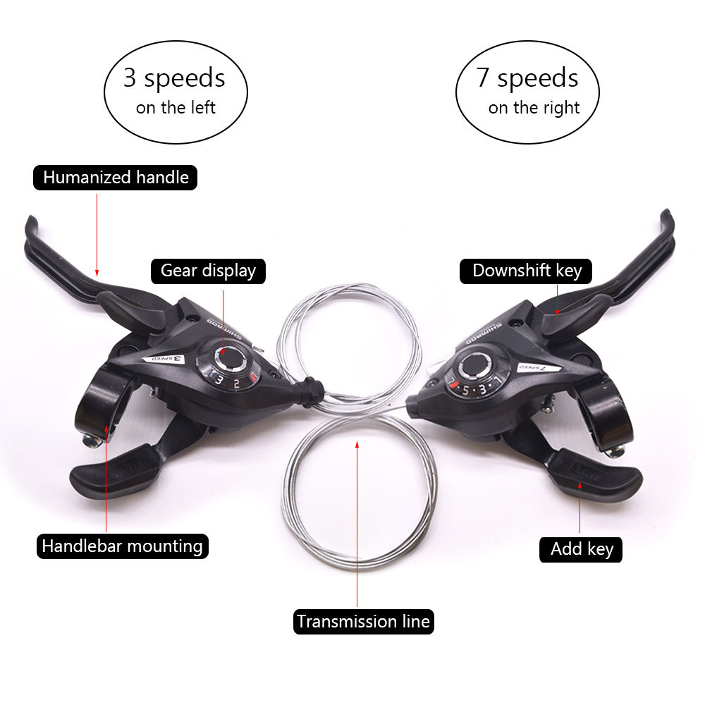 Palancas de palanca de cambios para bicicleta de montaña, accesorio con Cable de cambio, 3x7, 21 velocidades