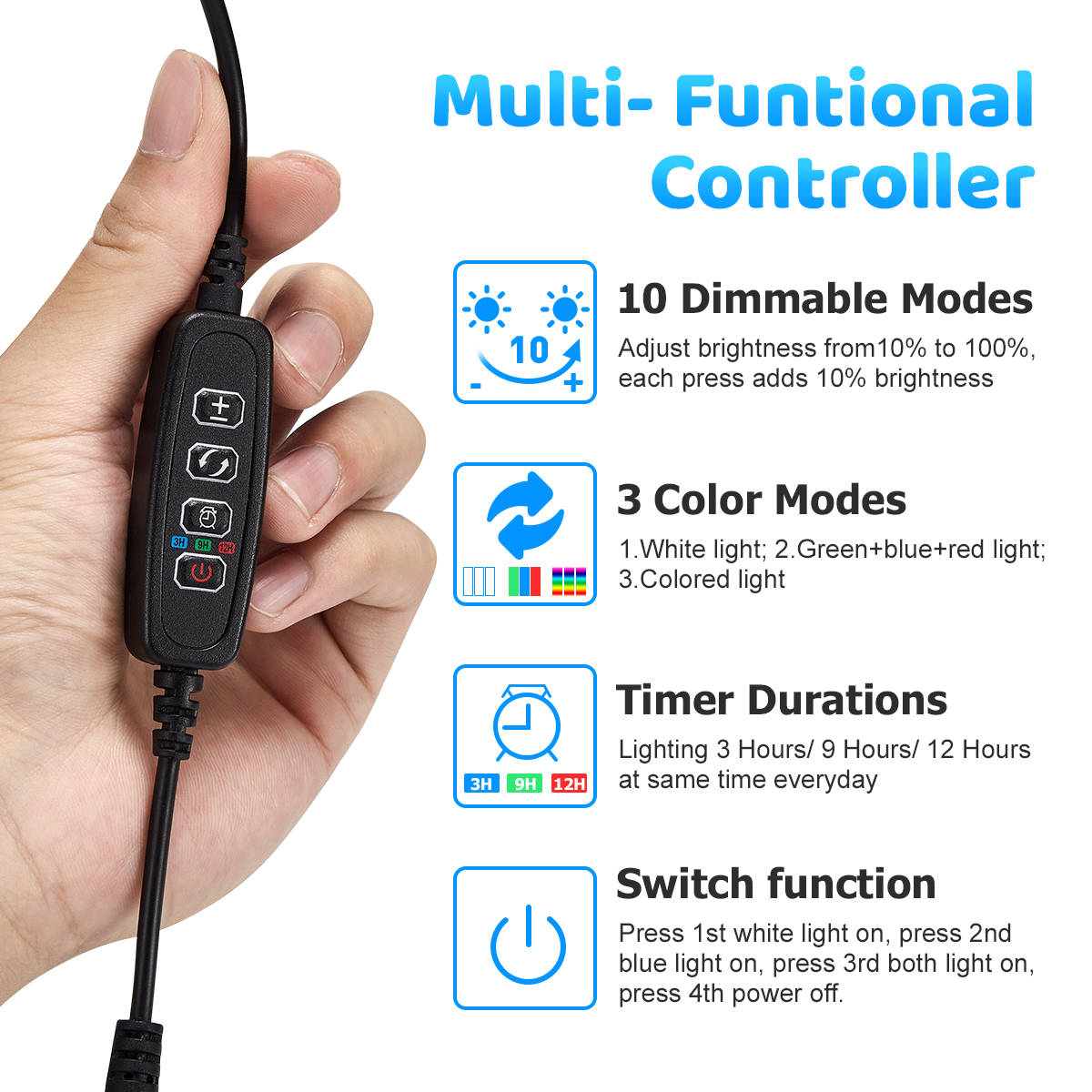 8.5W 56 Leds Aquarium Led Licht Aquarium Verlichting Lamp Onderwater Subnersed Blauw Groen Rood Wit Gekleurde Timer Dimmer helderheid